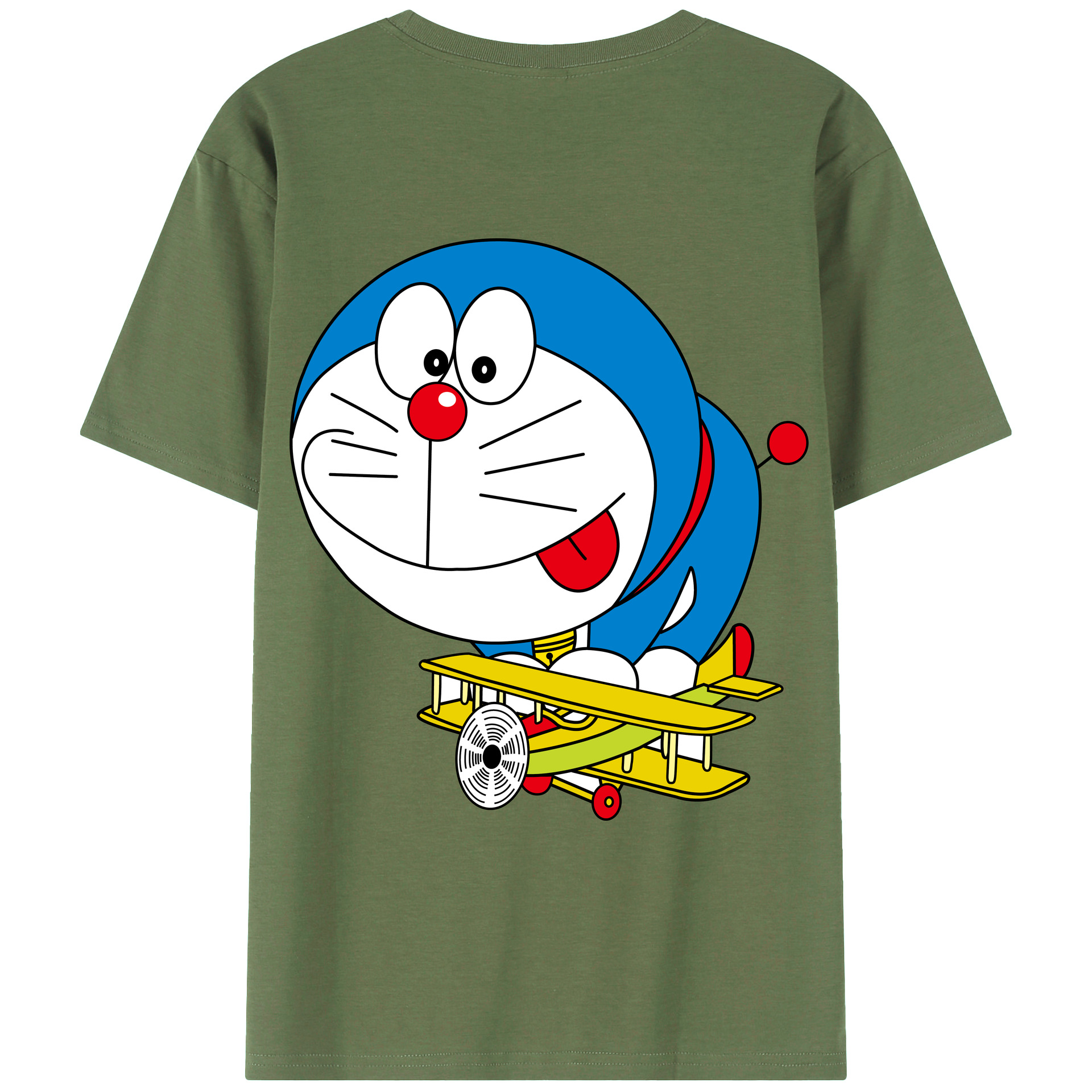 （画像用） ドラえもん Doraemon 綿100％ メンズ半袖Tシャツ（バックプリント） 通気性